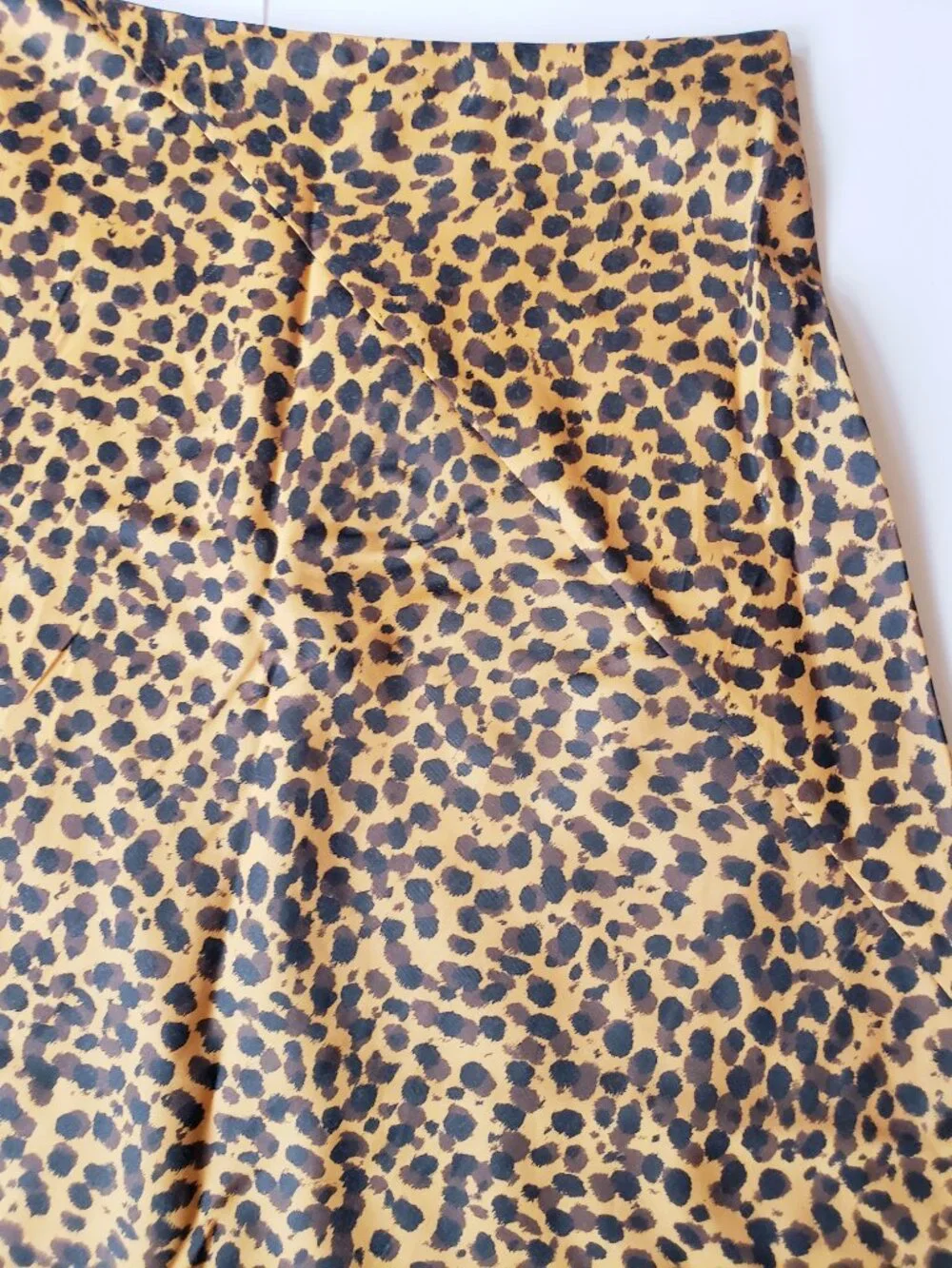 & Other Stories Leopard Cheetah Print Satin Bias Cut A-Line Midi Skirt